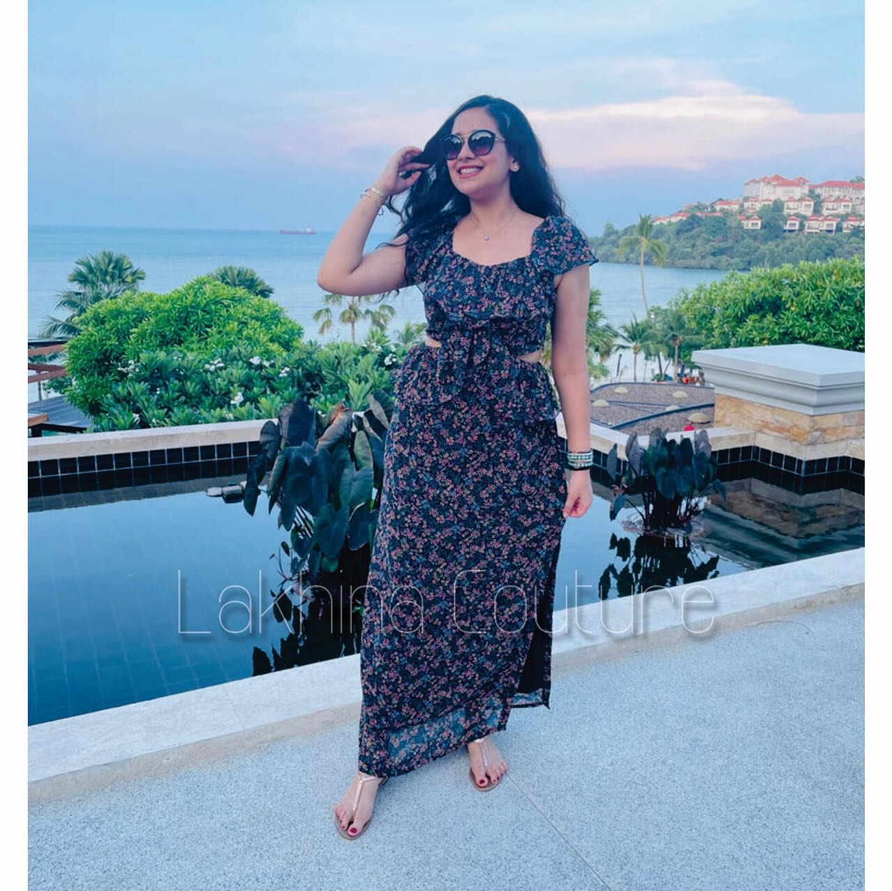 Navy Blue Cut Maxi Dress