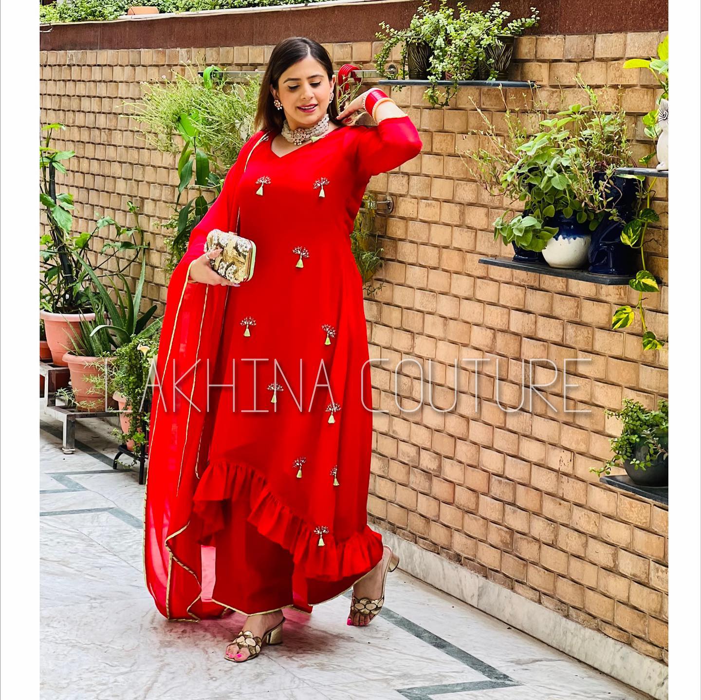 Red Hand Embroidered Suit