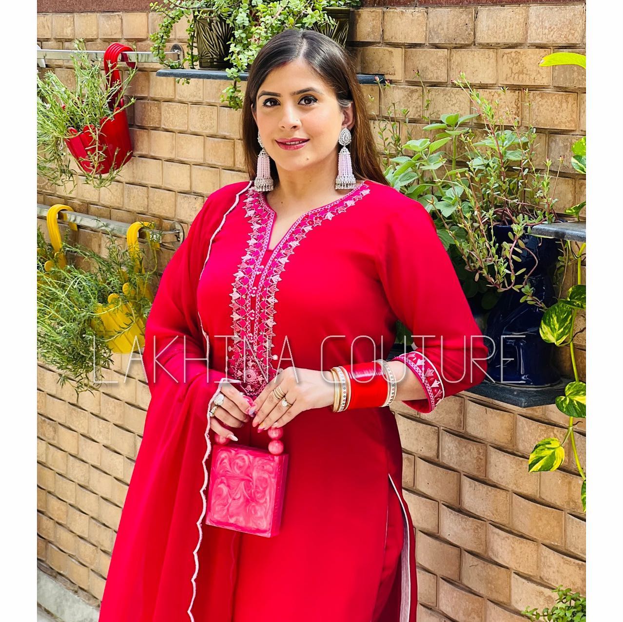 Hot Pink Embroidered Suit