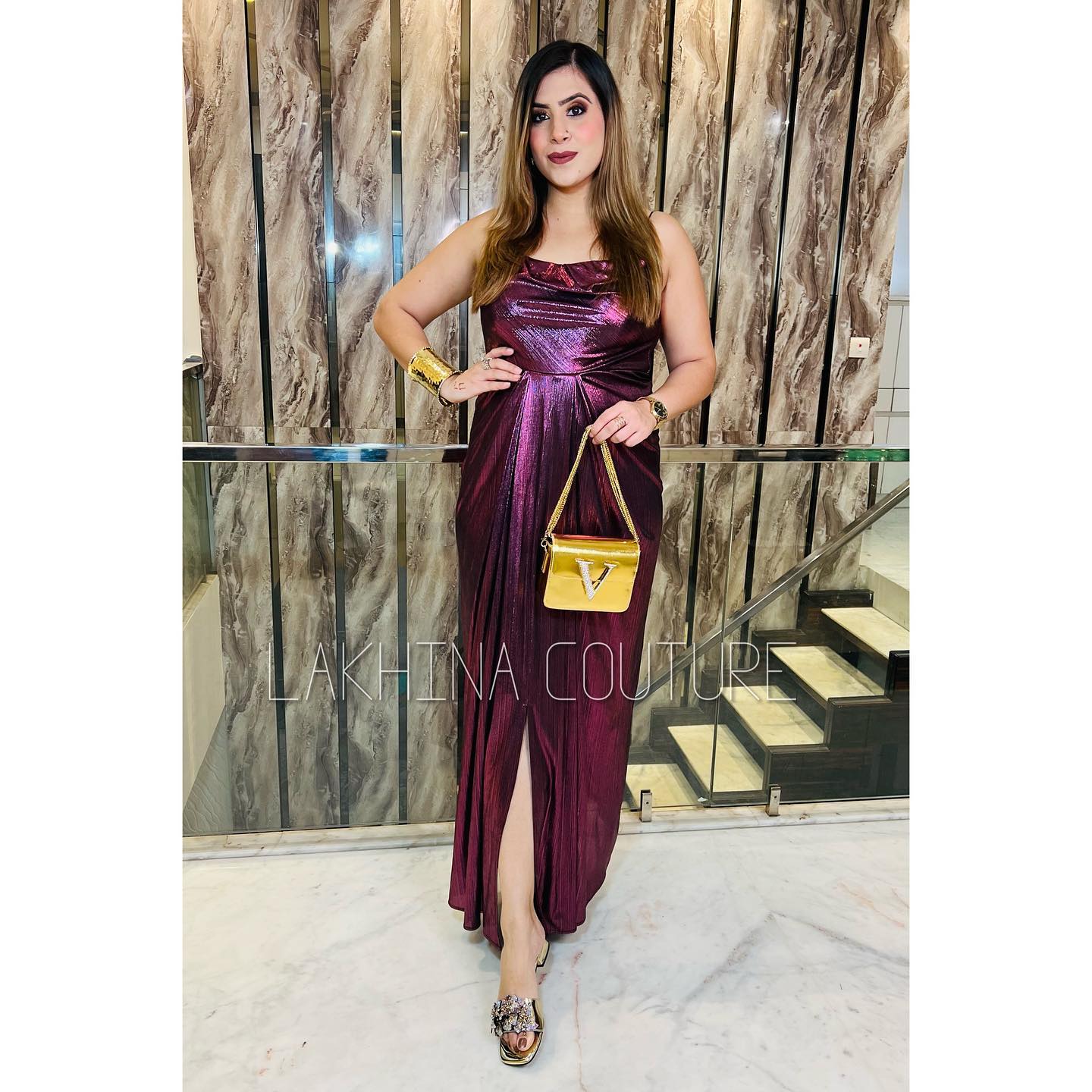 Wine Metallic Drape