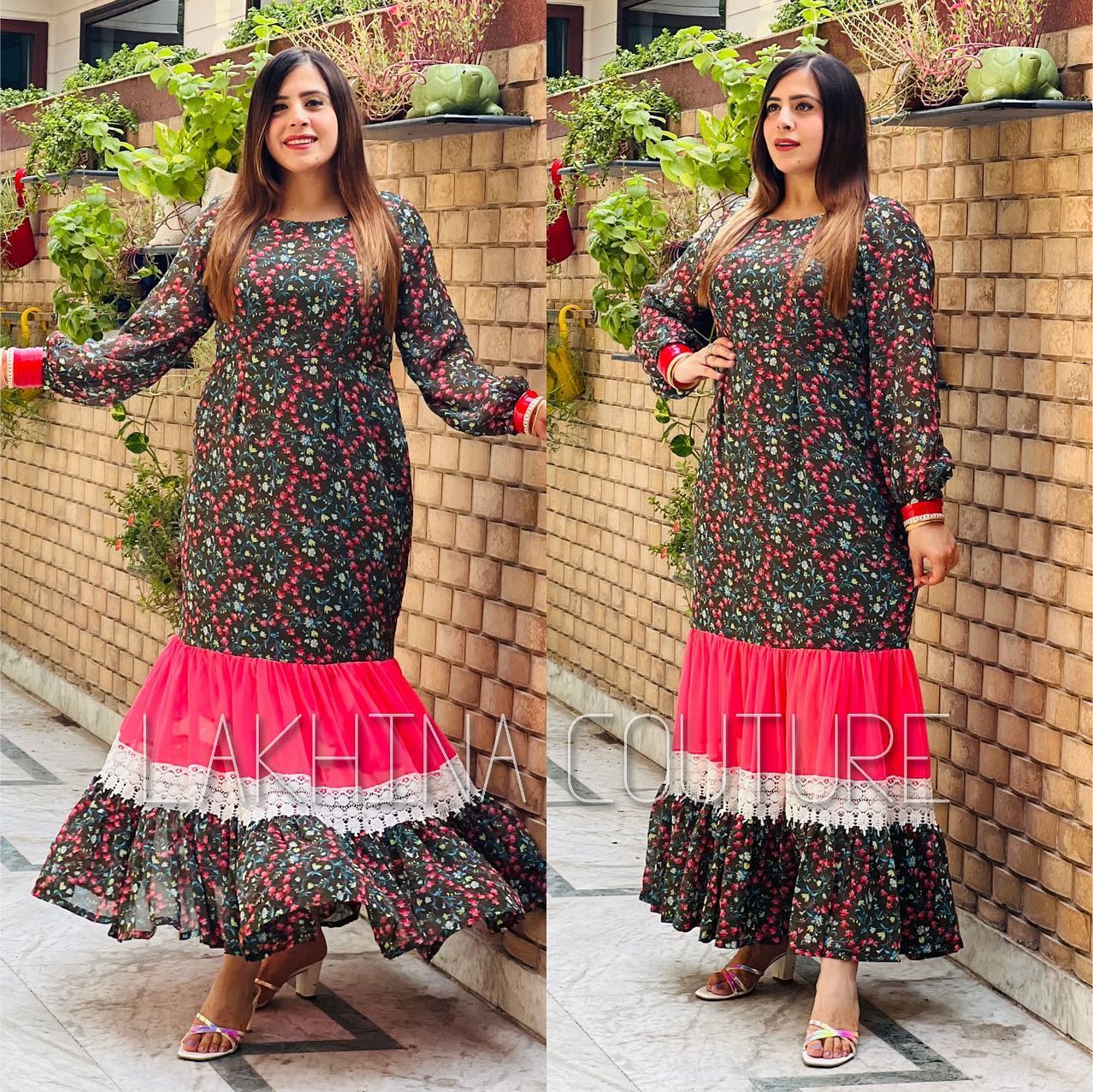 Olive Green Floral Maxi