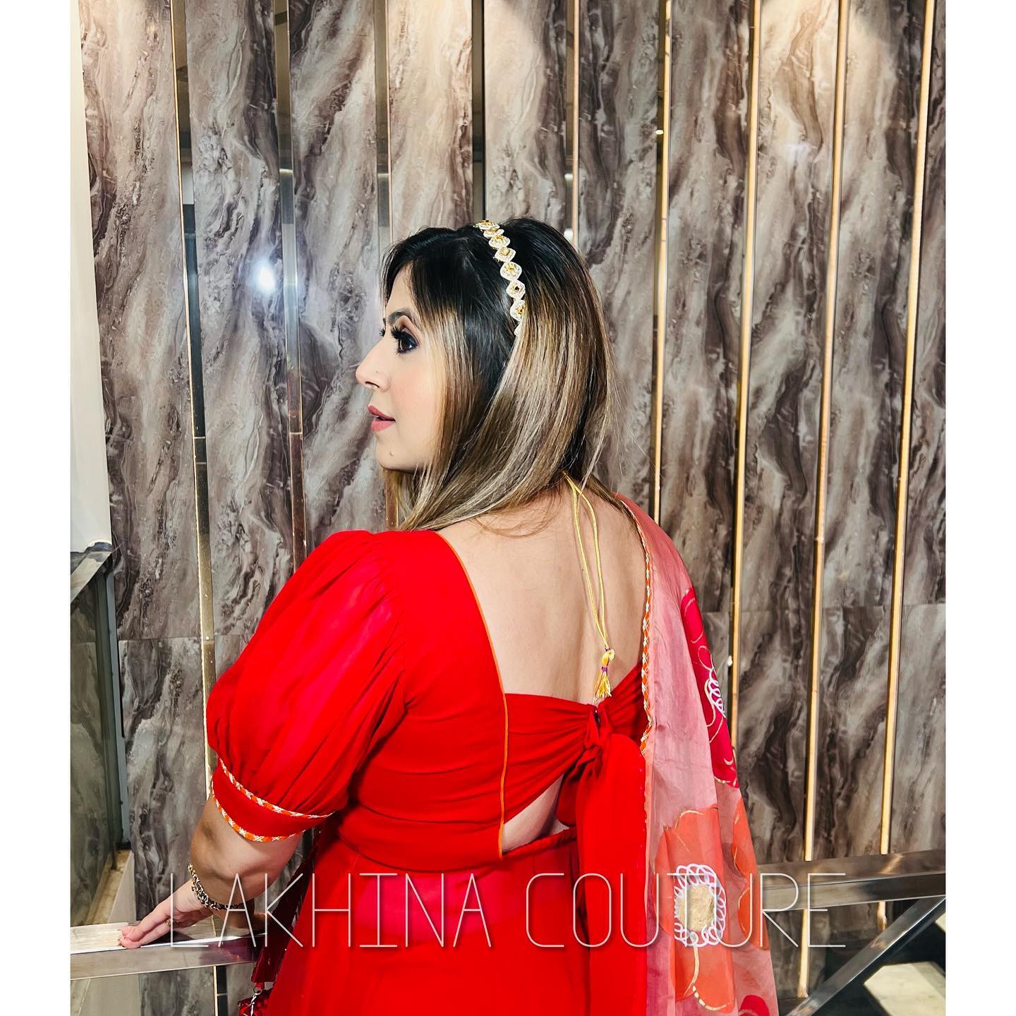Red Handpainted Sharara Suit
