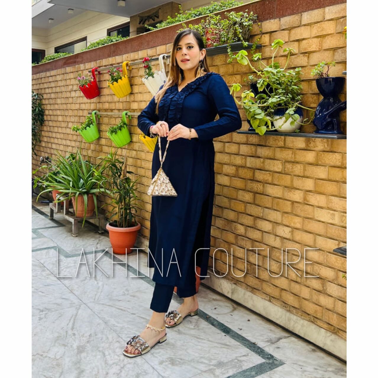 Navy Blue Silk Suit