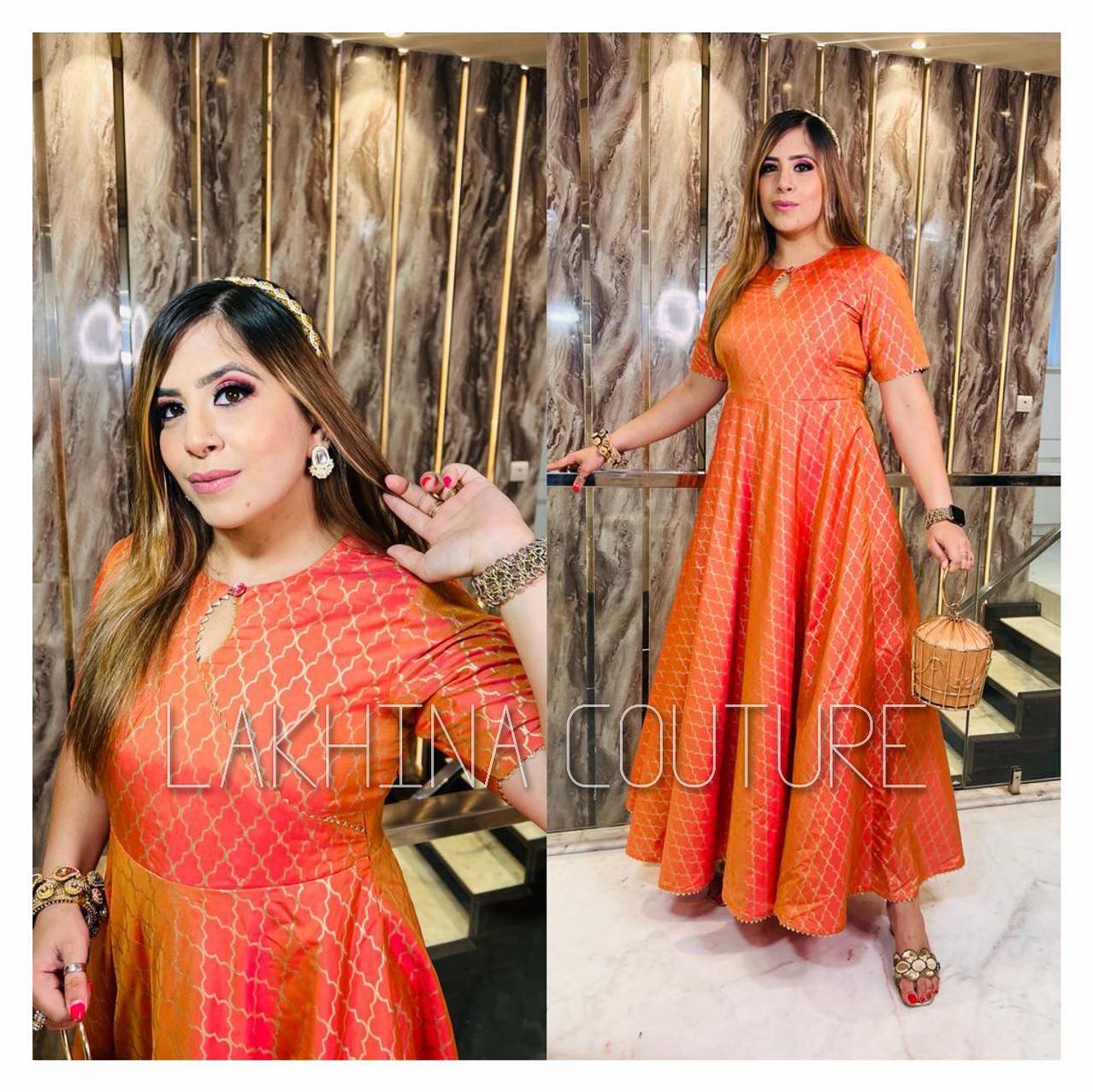 Peach Dual Tone Anarkali