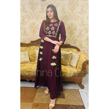 Wine Embroidered Maxi