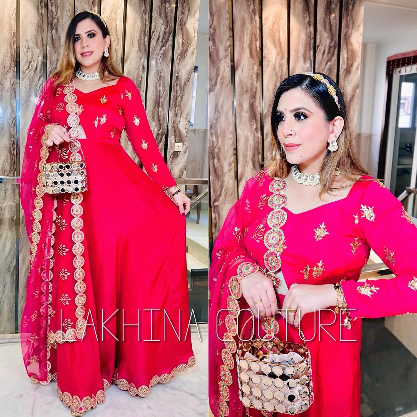 Hot Pink Crepe Anarkali