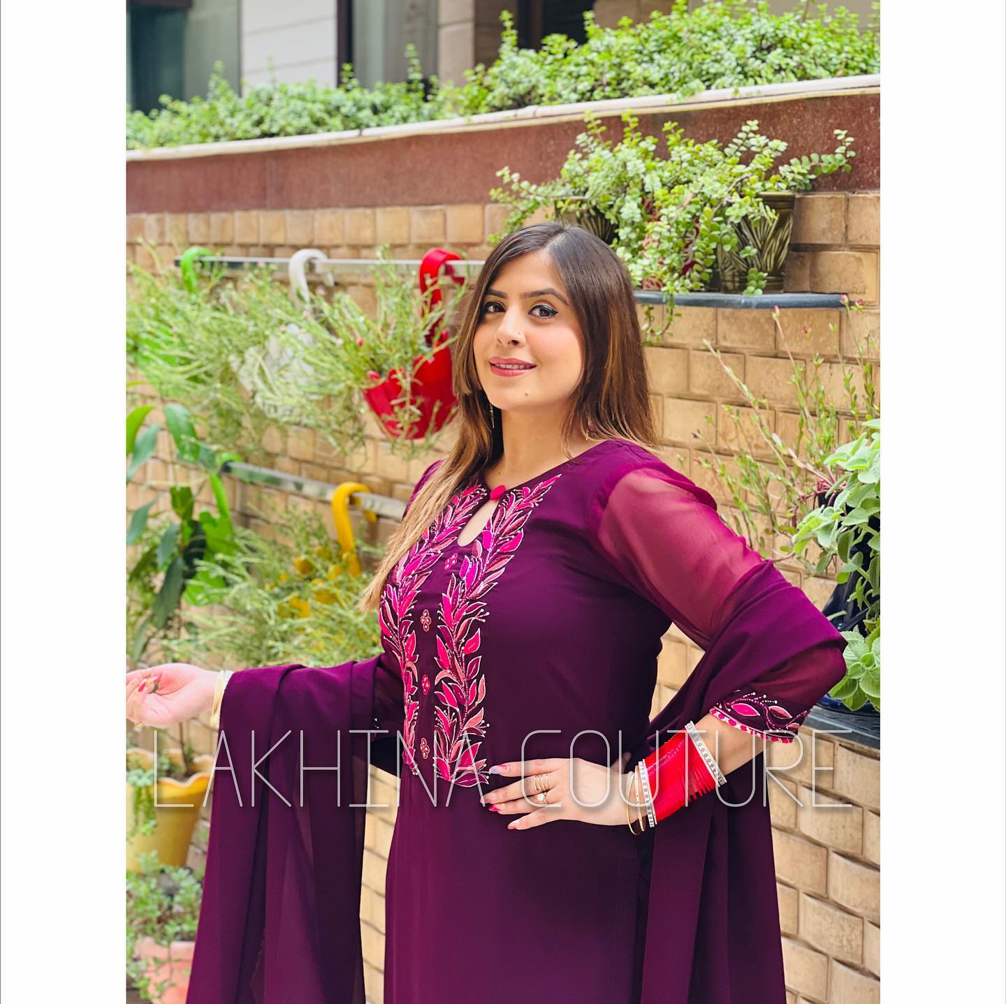 Wine Embroidered Suit