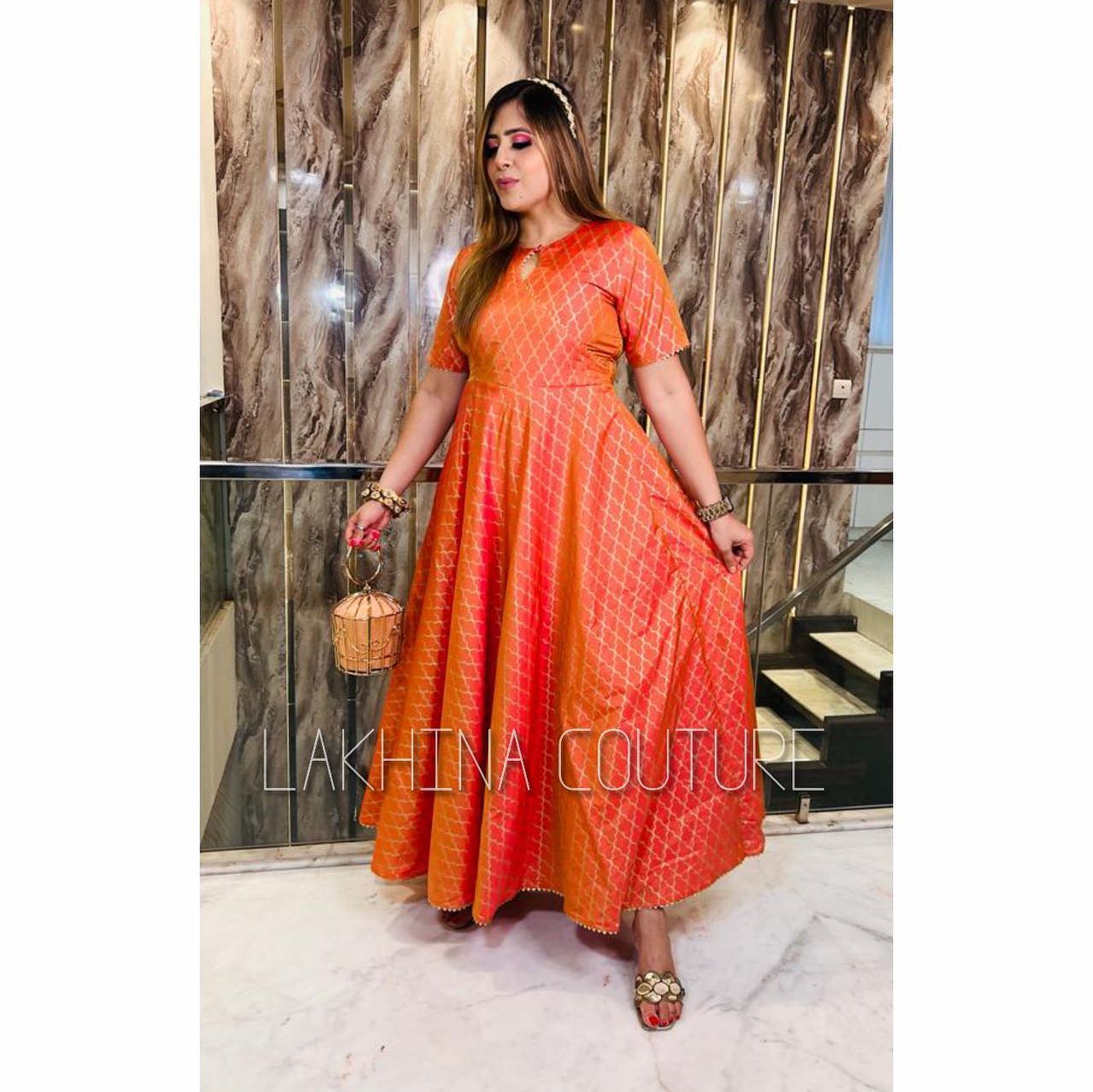 Peach Dual Tone Anarkali