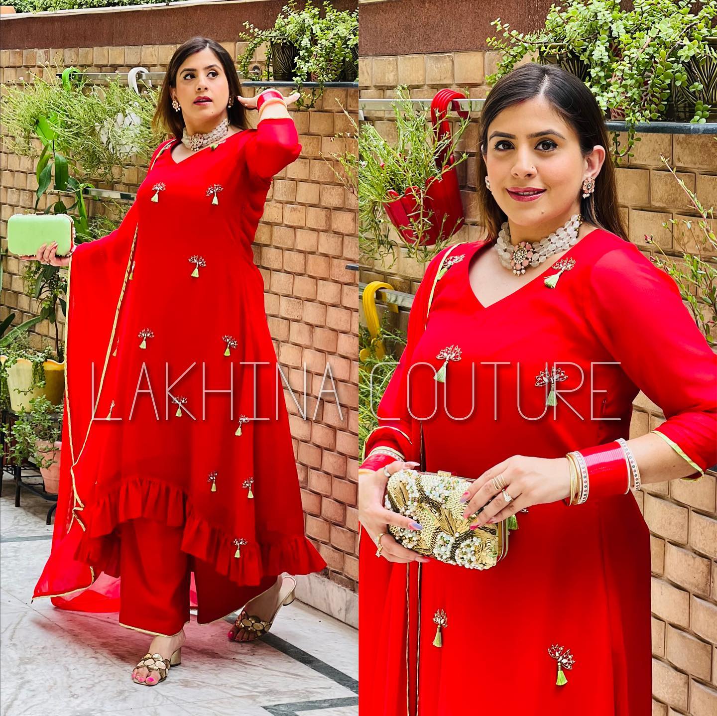 Red Hand Embroidered Suit