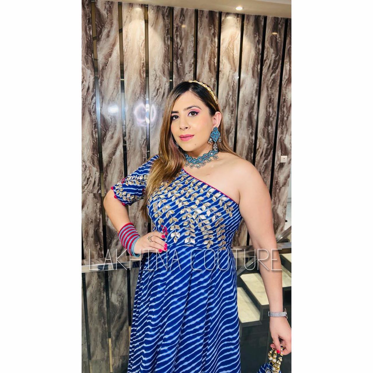 Blue Leheriya Teej Anarkali