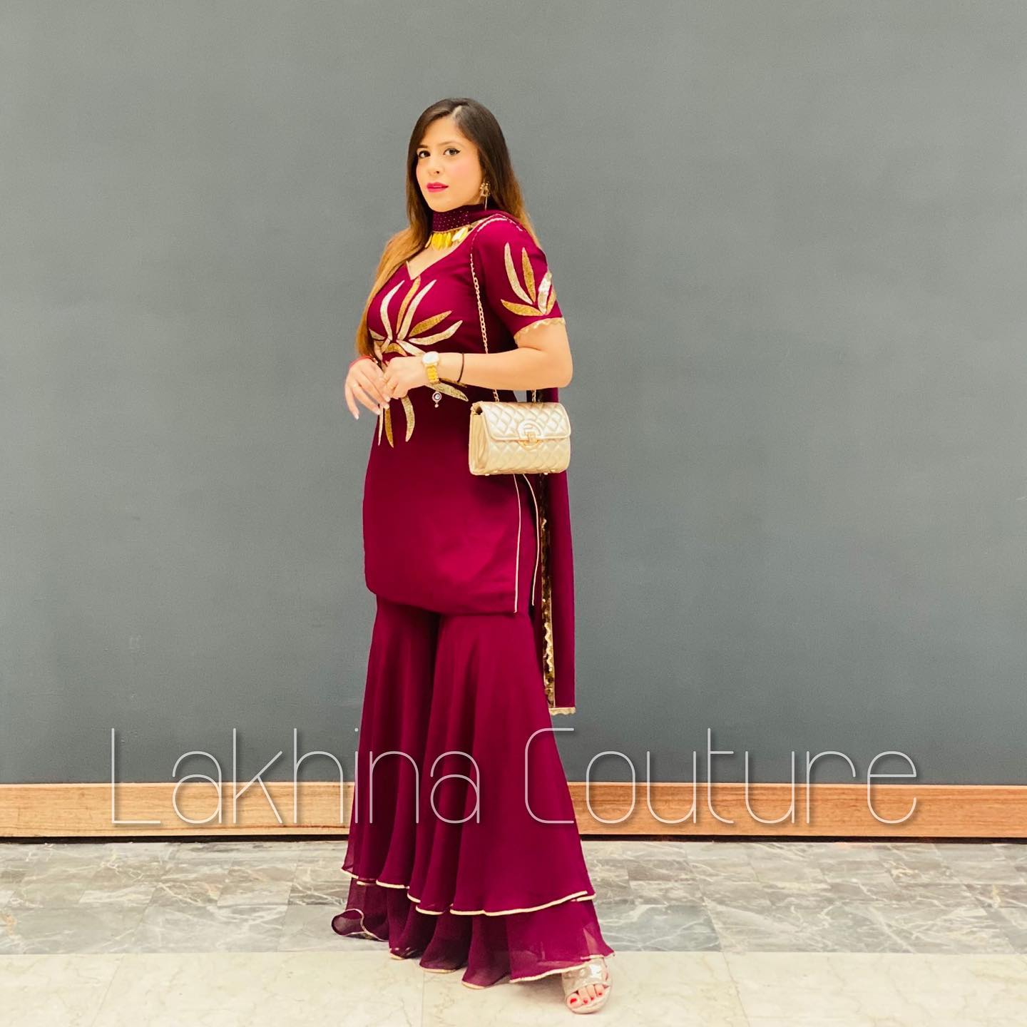 Wine Embroidered Suit