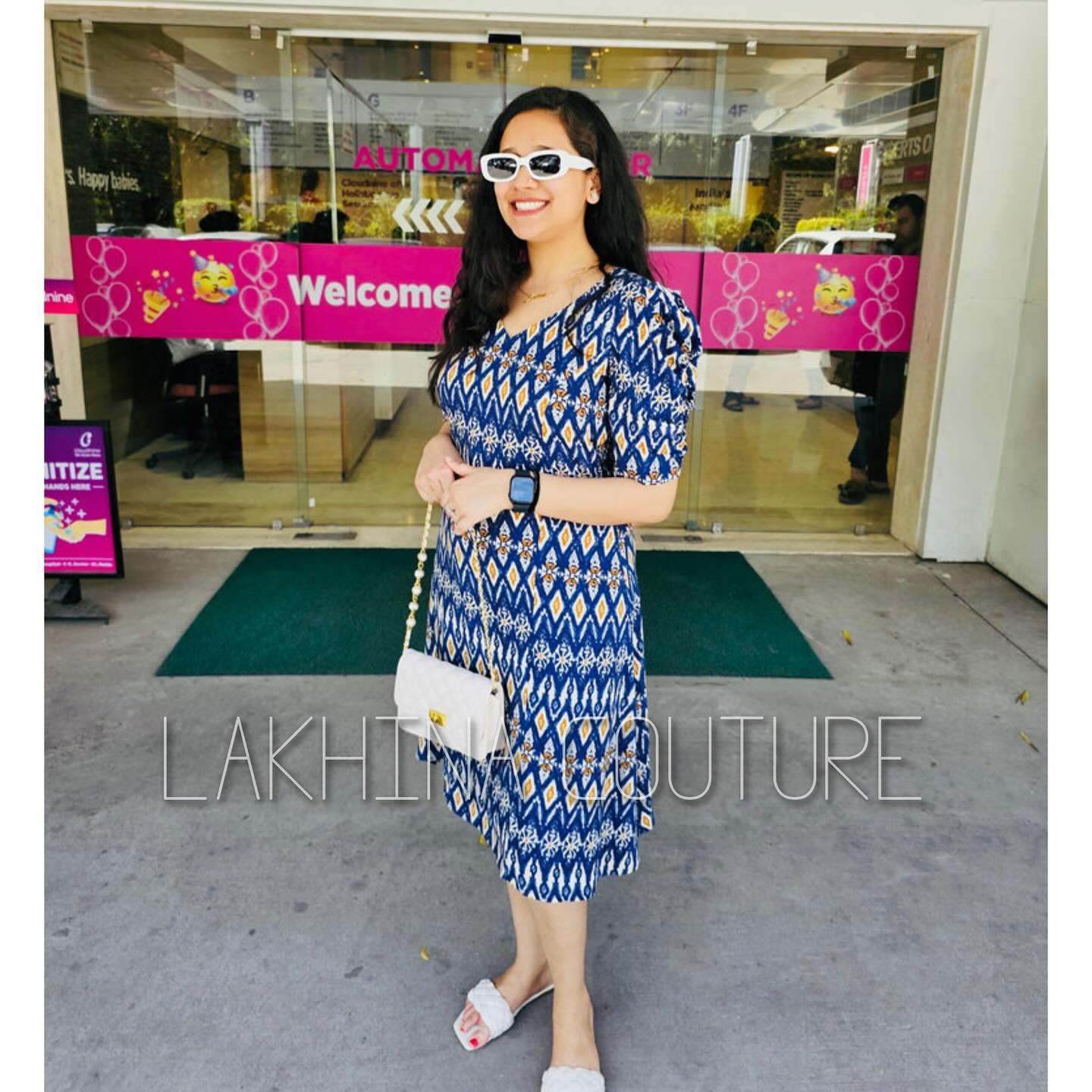 Blue Ikkat Midi Dress