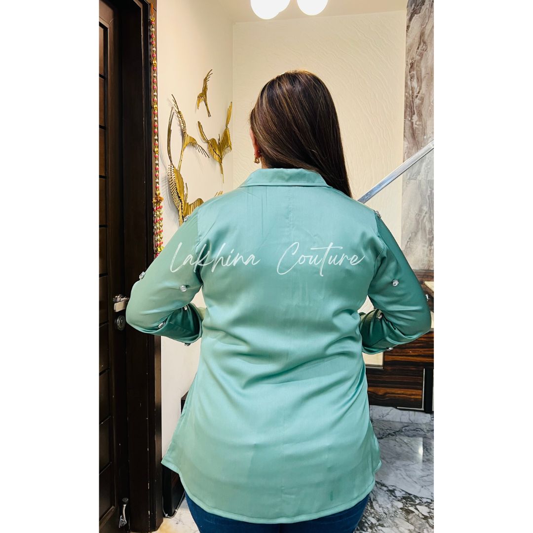 Sage Green Satin Shirt
