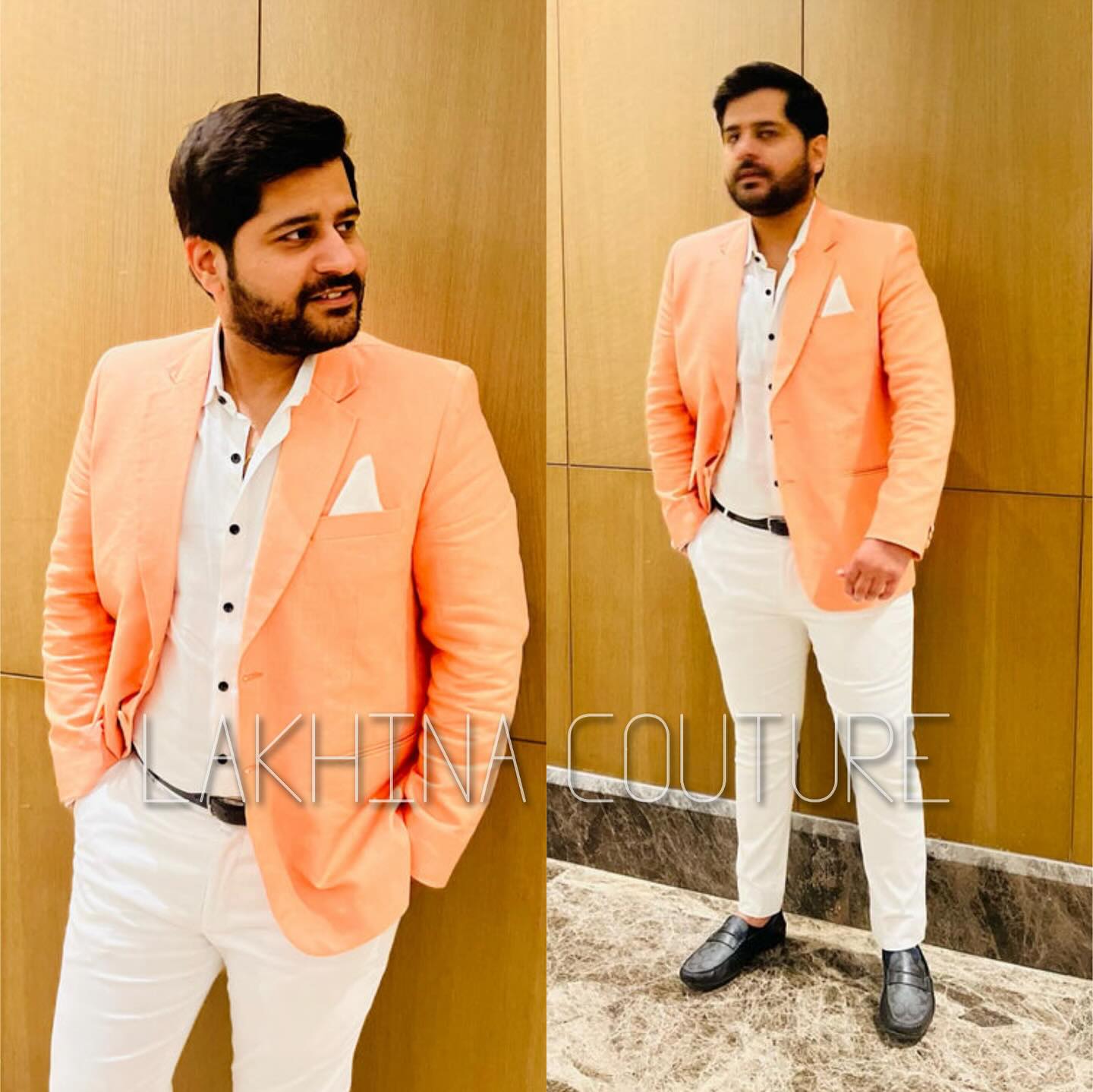 Menswear Peach Linen Blazer