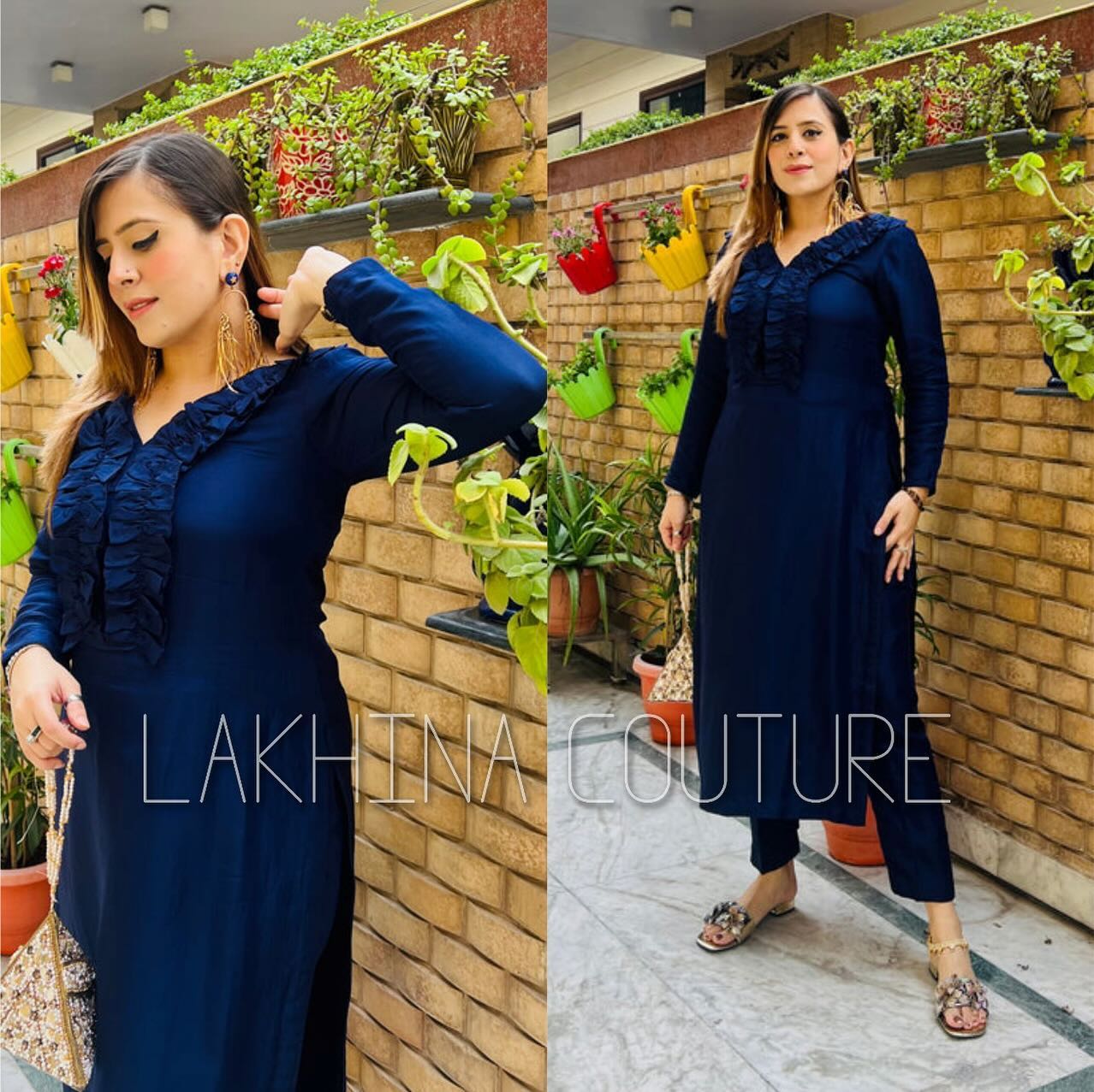 Navy Blue Silk Suit
