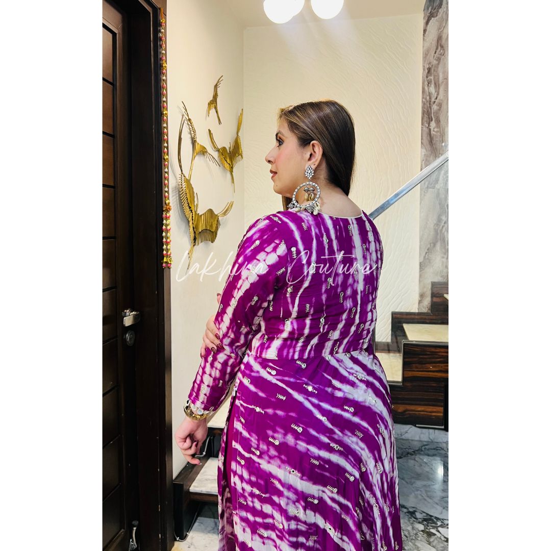 Violet Shibori Suit With FREE Bag