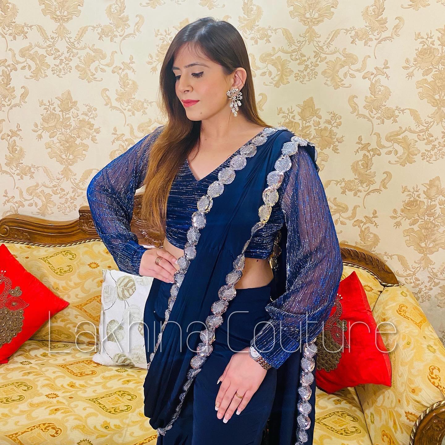 Navy Blue Garara Saree