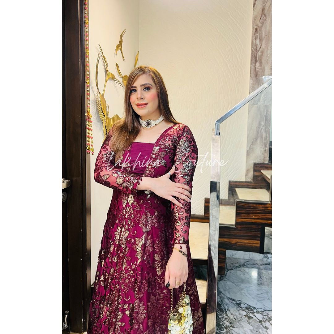 Wine Bougainvillea Gown