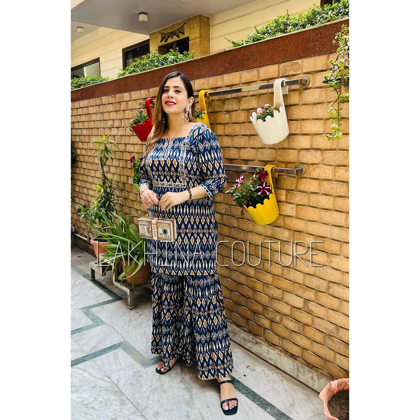 Blue Ikkat Garara Suit