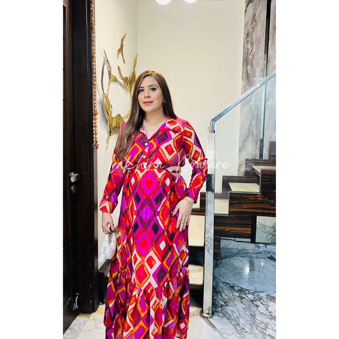 Pink ikkat Maxi