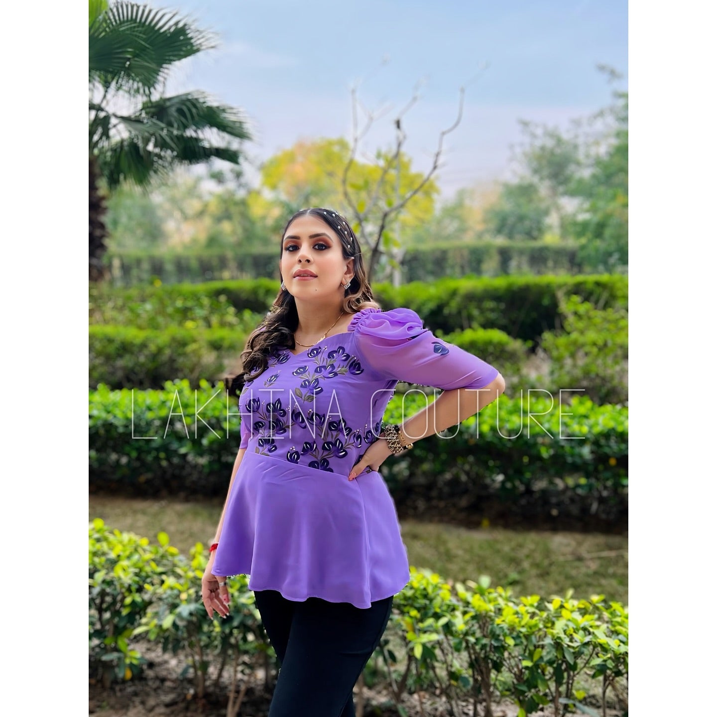 Lavender Handpainted Top