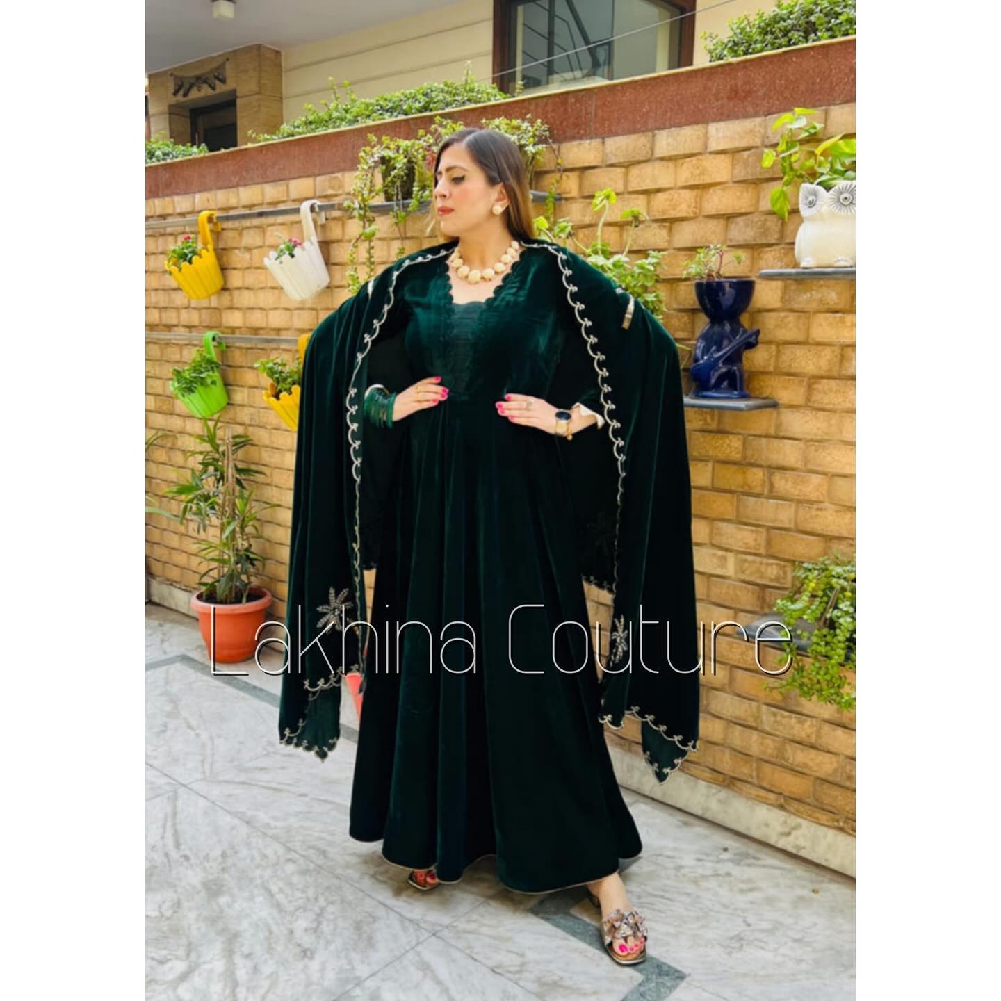 Palm Green Anarkali