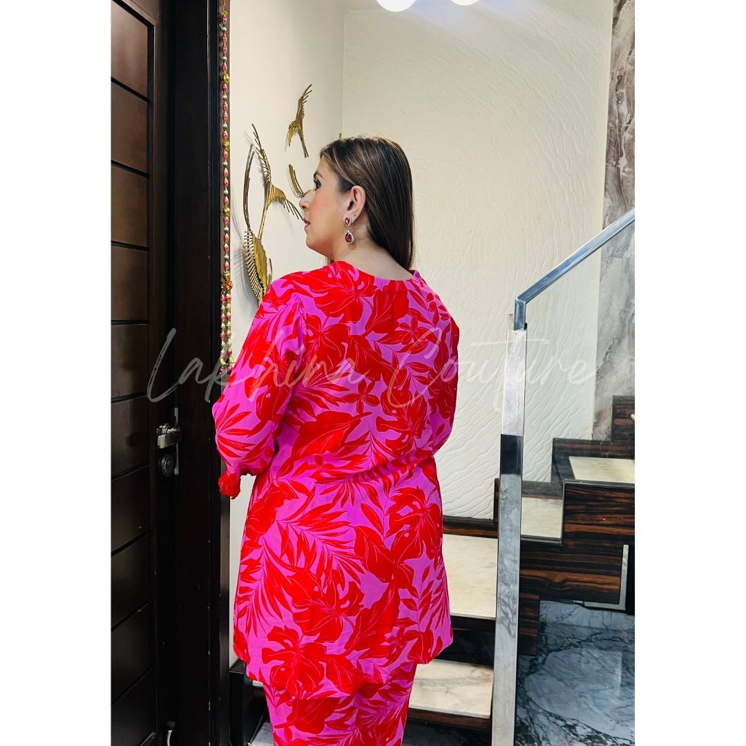 Pink Flower Cotton Co-Ord