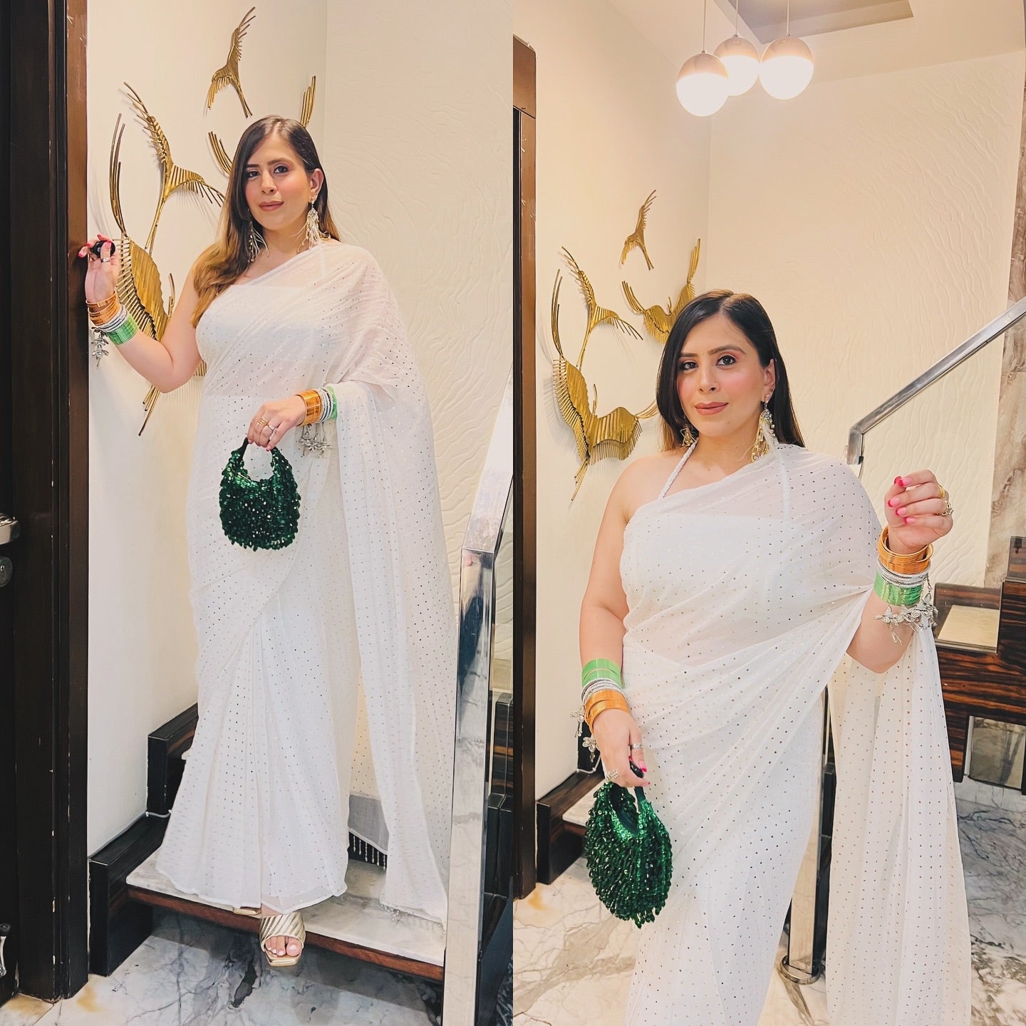 Chandni White Saree