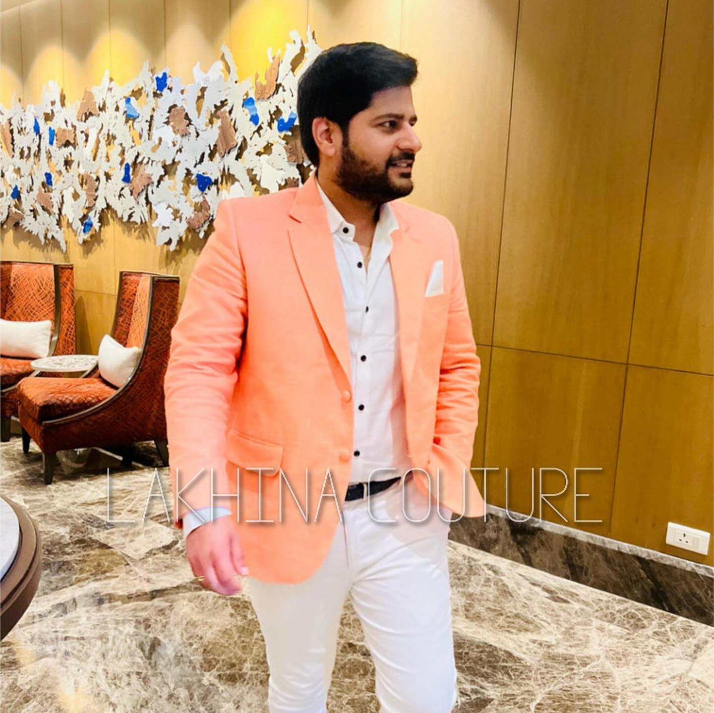 Menswear Peach Linen Blazer