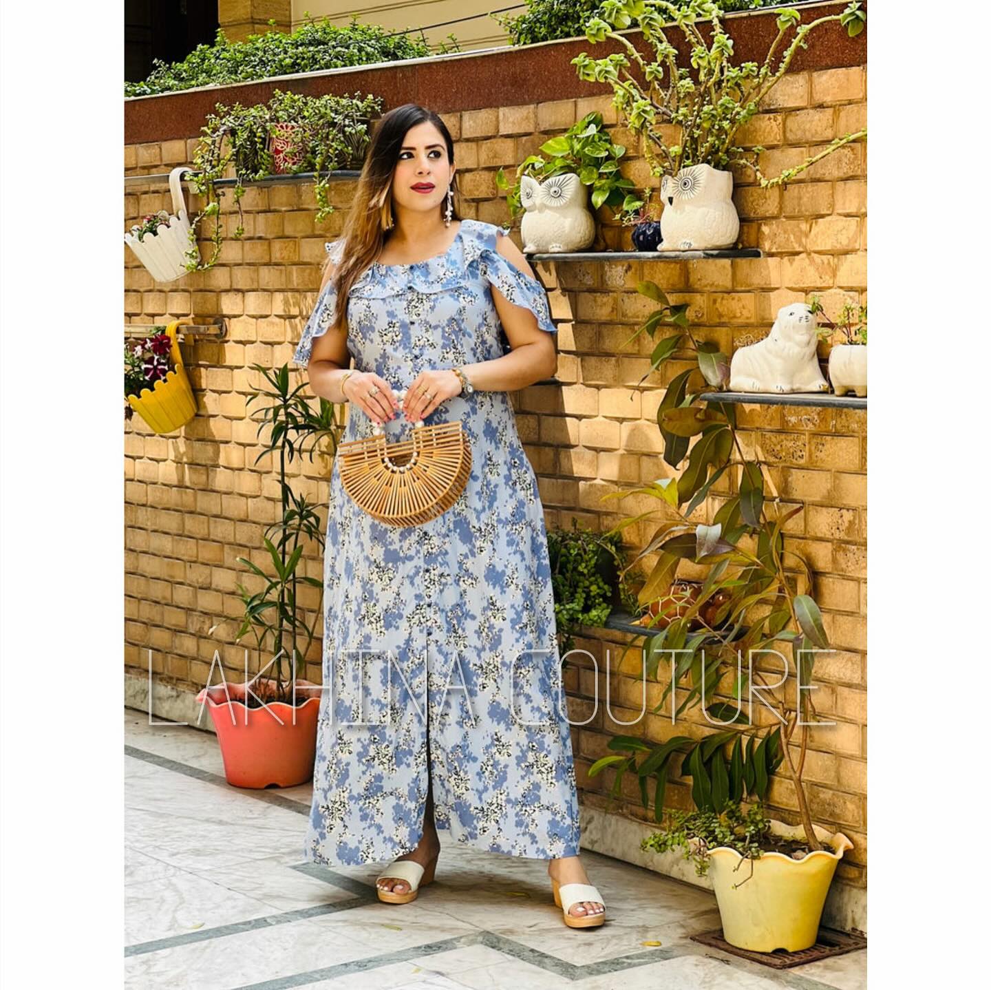 Sky Blue Cotton Maxi Dress