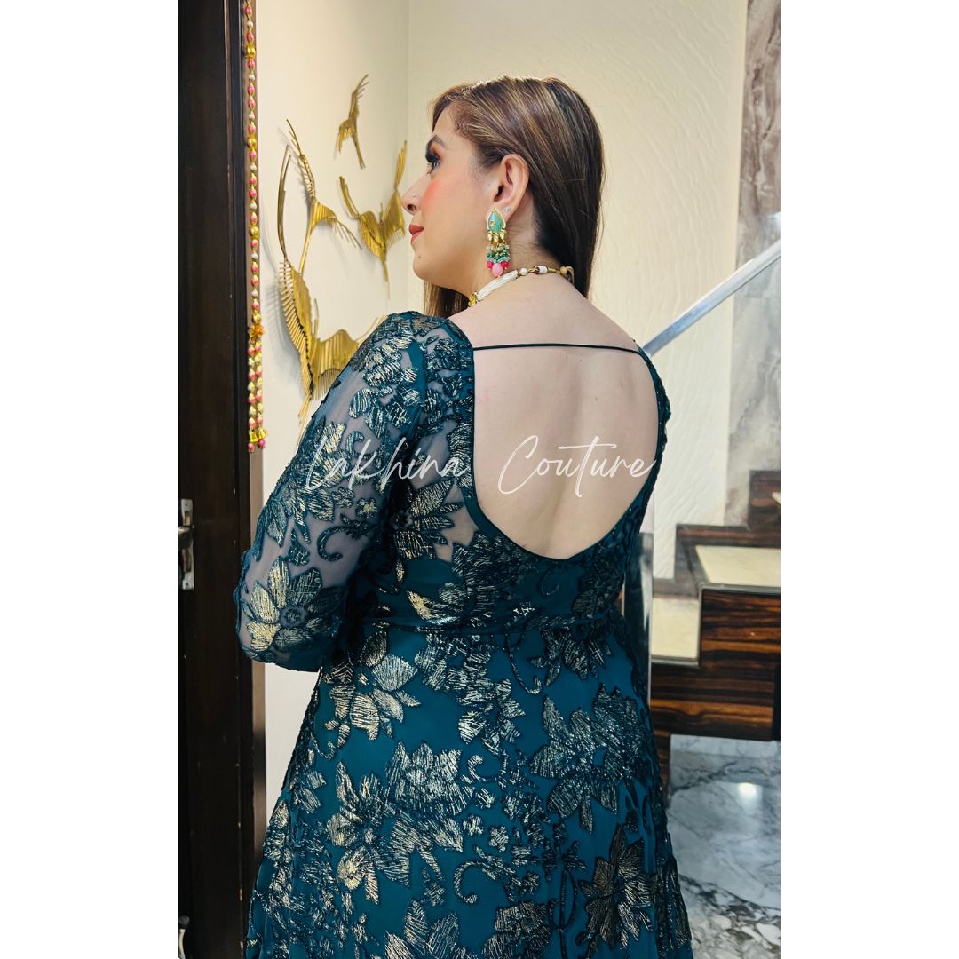 Forest Green Bougainvillea Gown