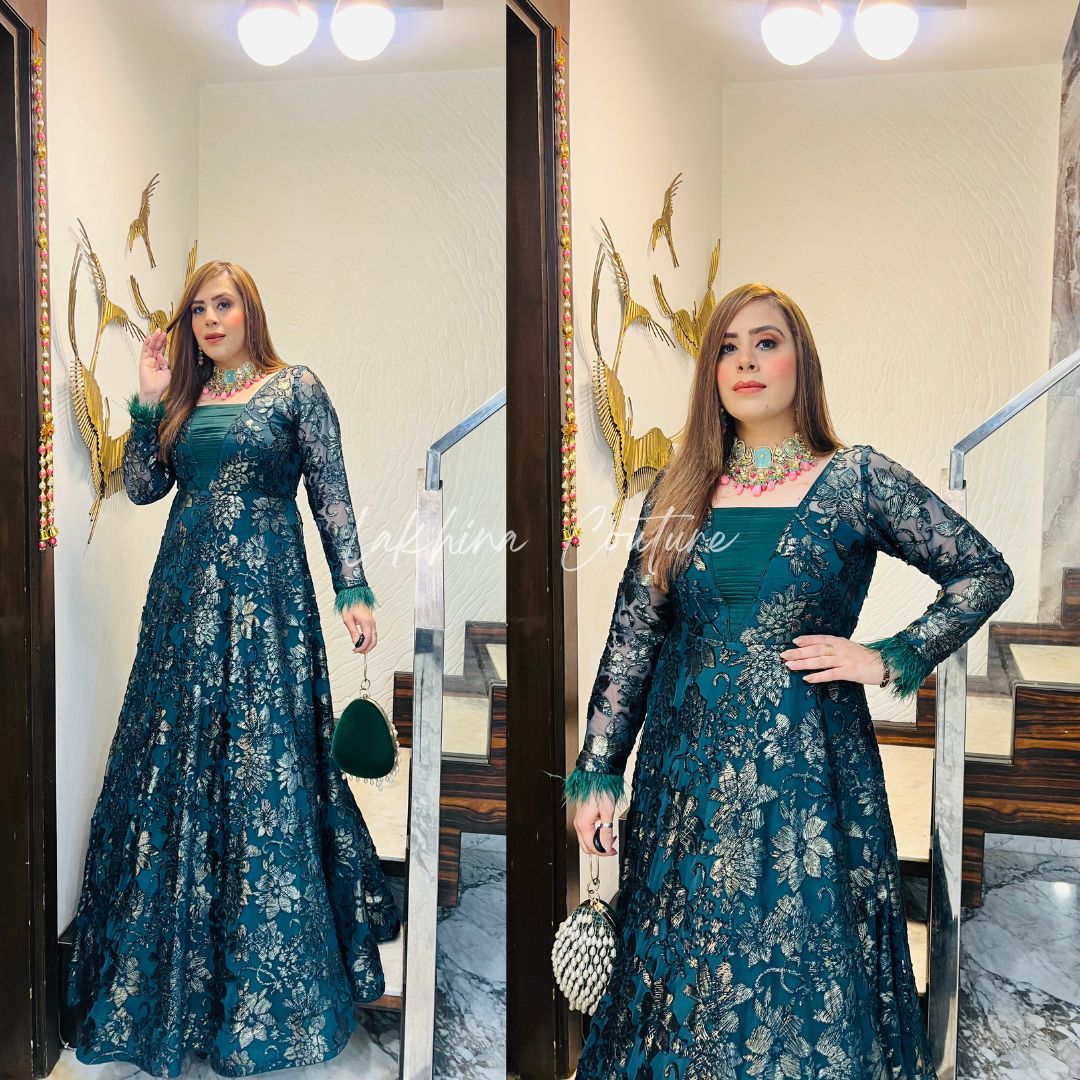 Forest Green Bougainvillea Gown
