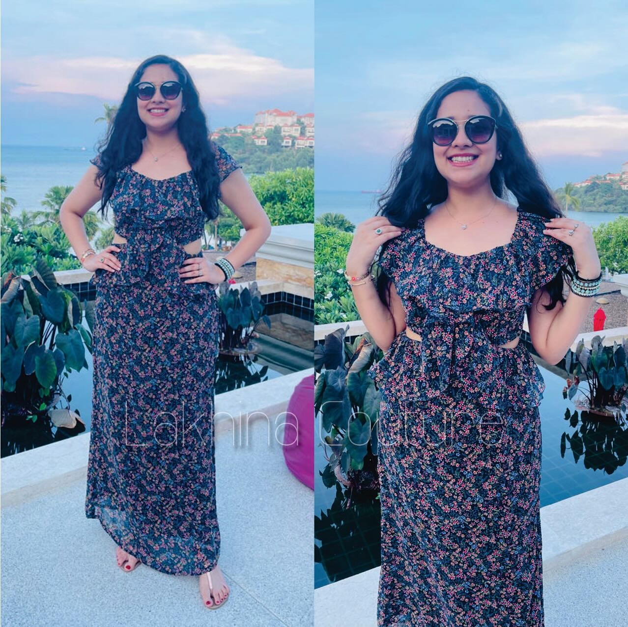 Navy Blue Cut Maxi Dress