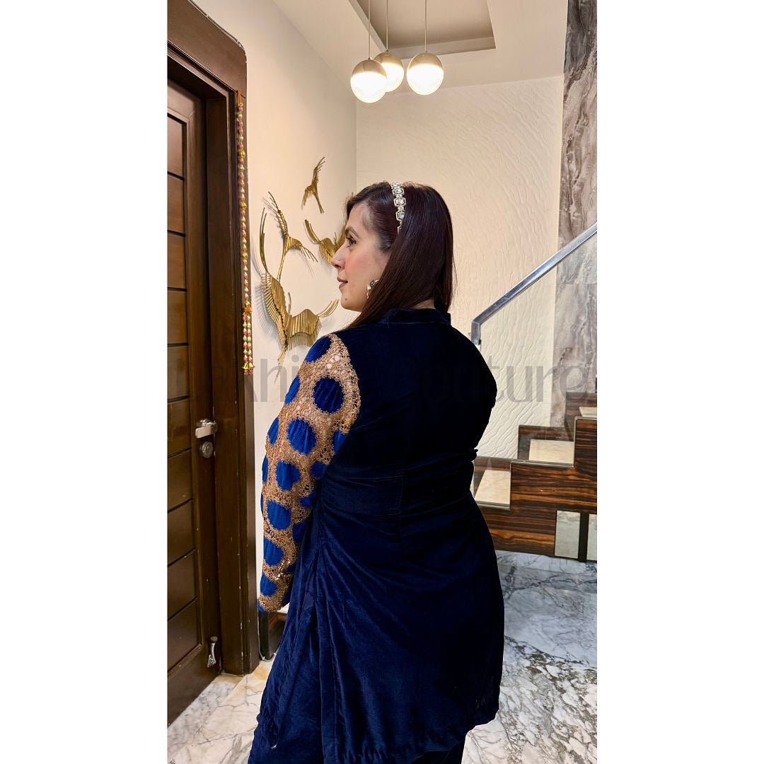 Blue Mesh Velvet Co-Ord