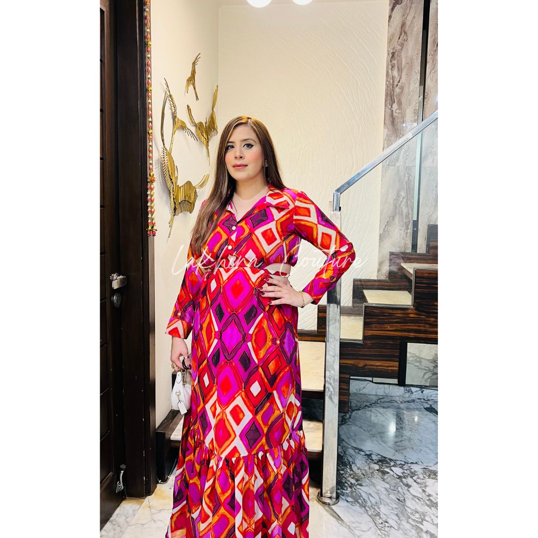 Pink ikkat Maxi