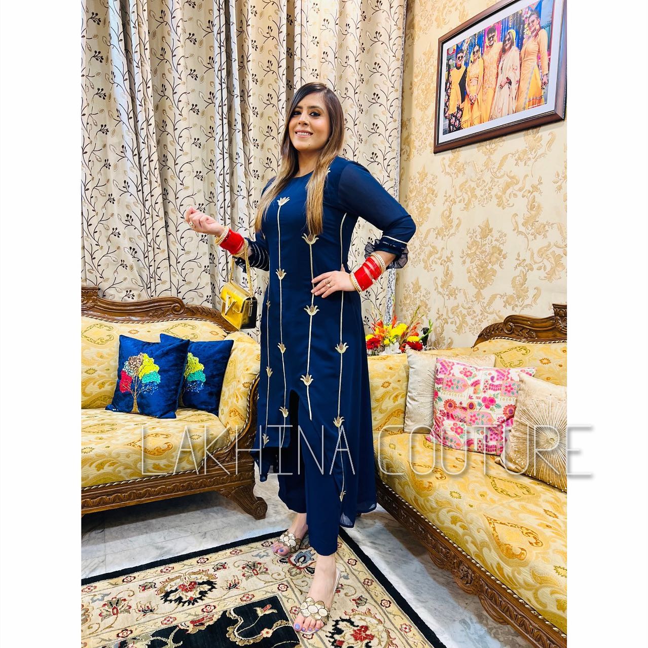 Navy Blue Lotus Suit