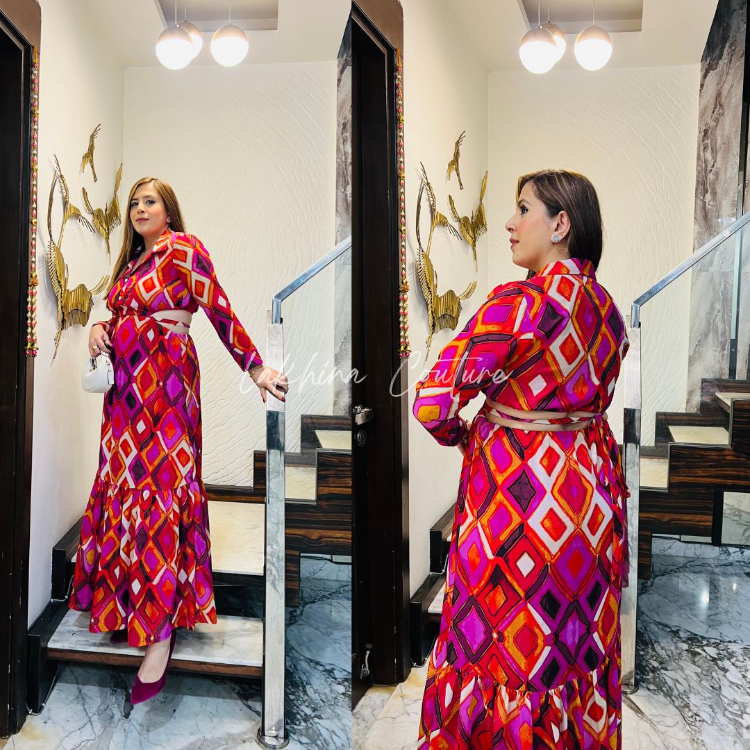 Pink ikkat Maxi