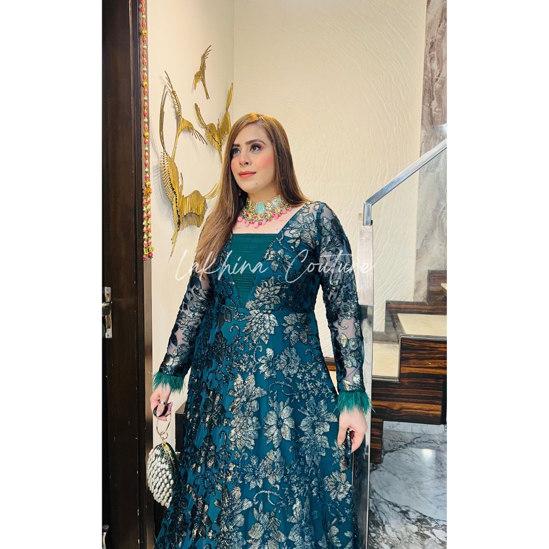 Forest Green Bougainvillea Gown