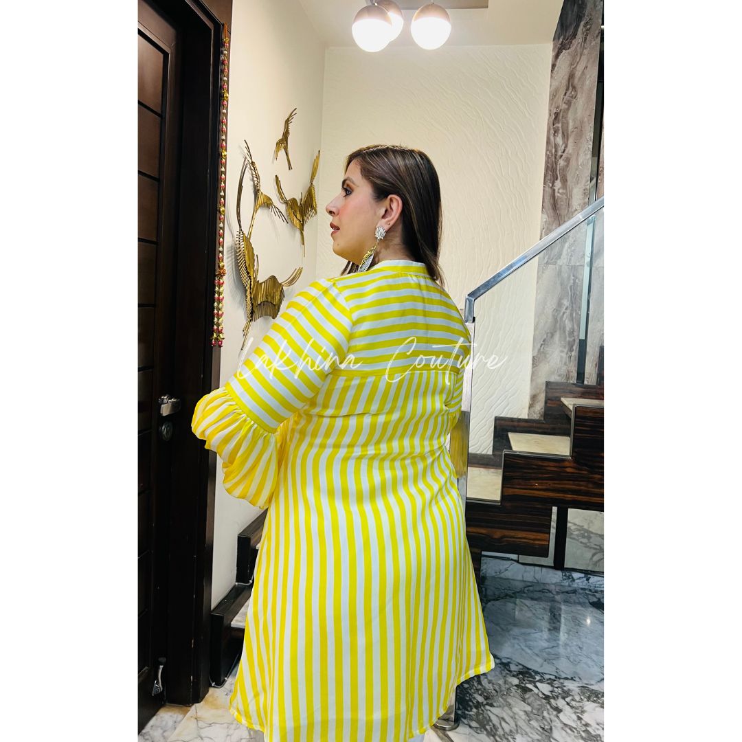 Yellow Stripes Dhoti Co-Ord