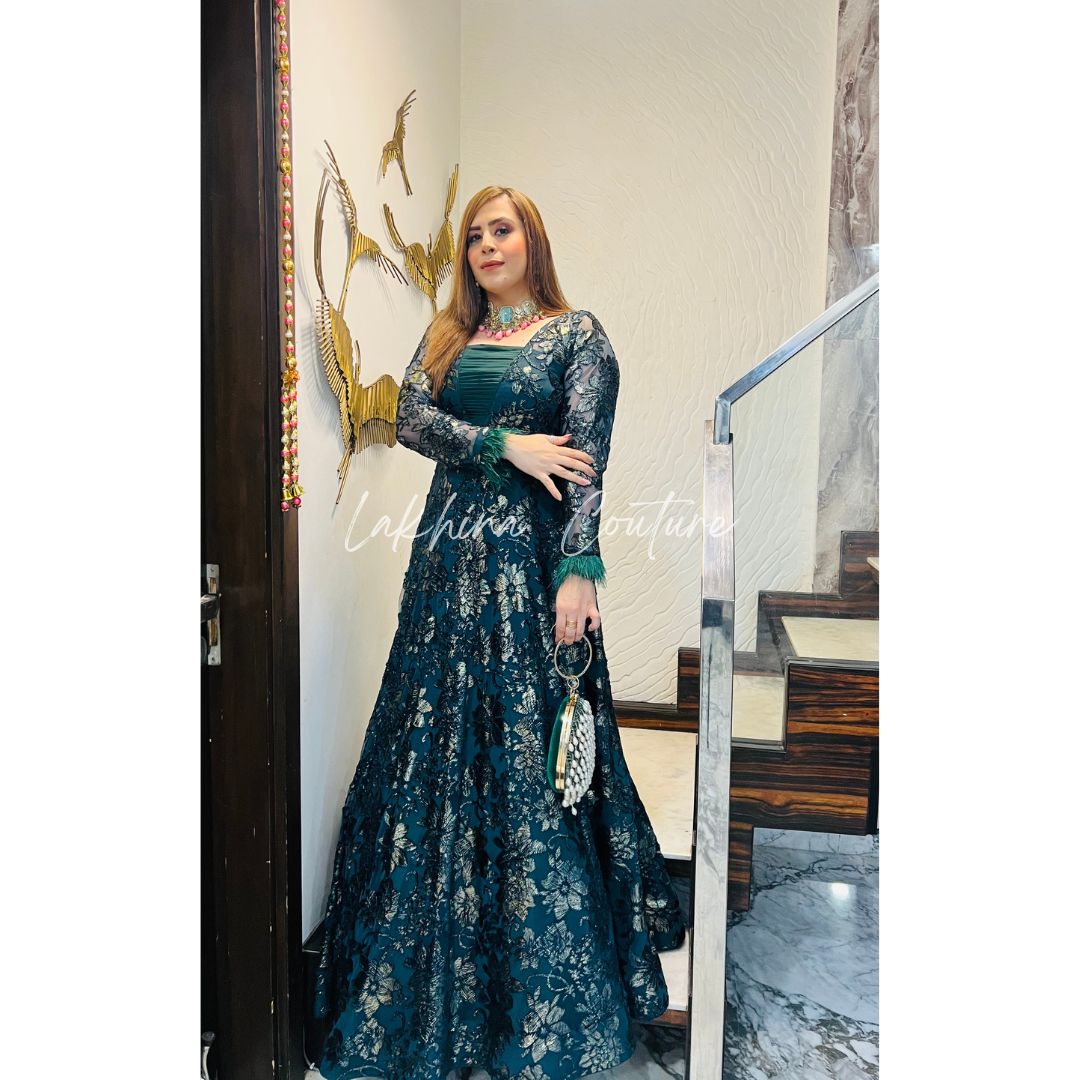 Forest Green Bougainvillea Gown