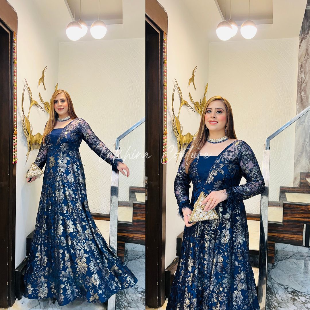 Navy Blue Bougainville Gown