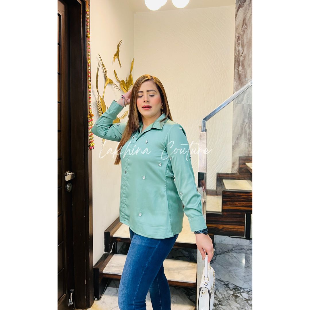 Sage Green Satin Shirt