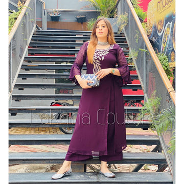 Purple Georgette Suit