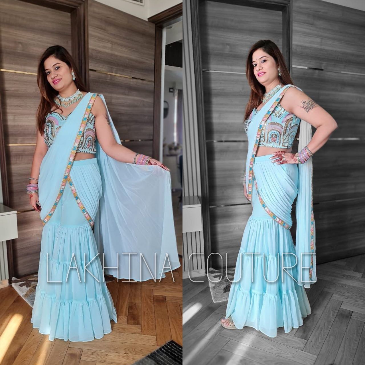 Sky Blue Garara Saree