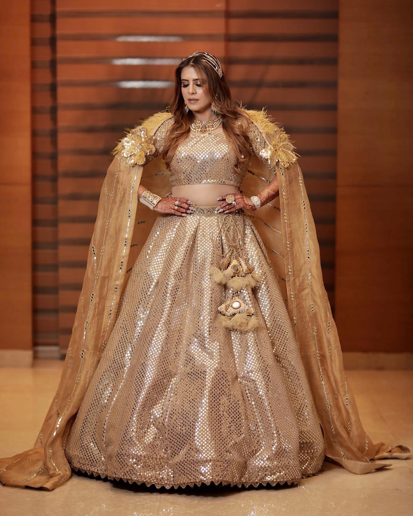 Golden Sequin Lehenga With Dupatta