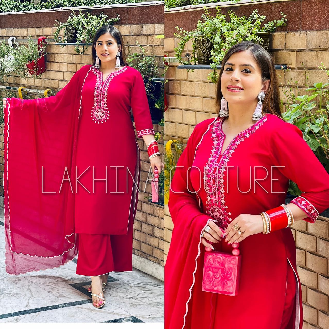 Hot Pink Embroidered Suit
