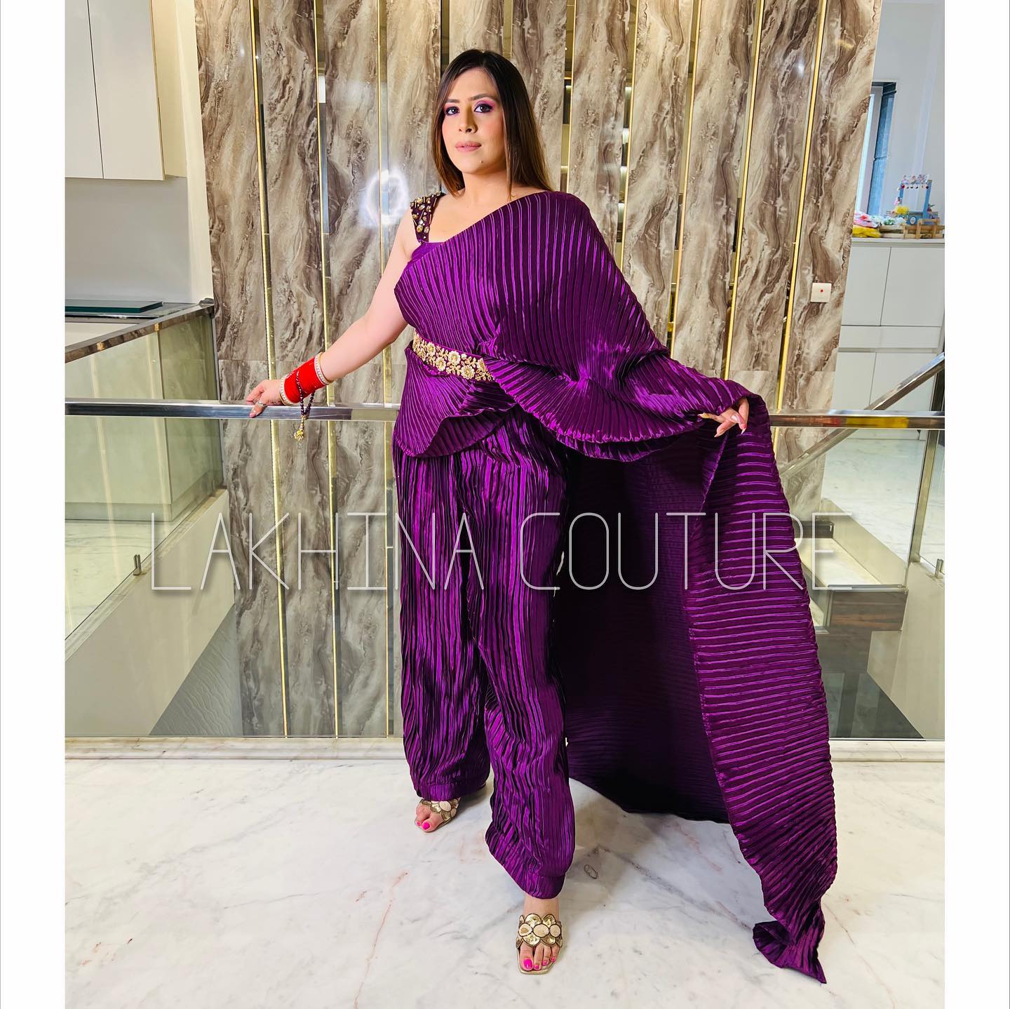 Purple Palazzo Saree