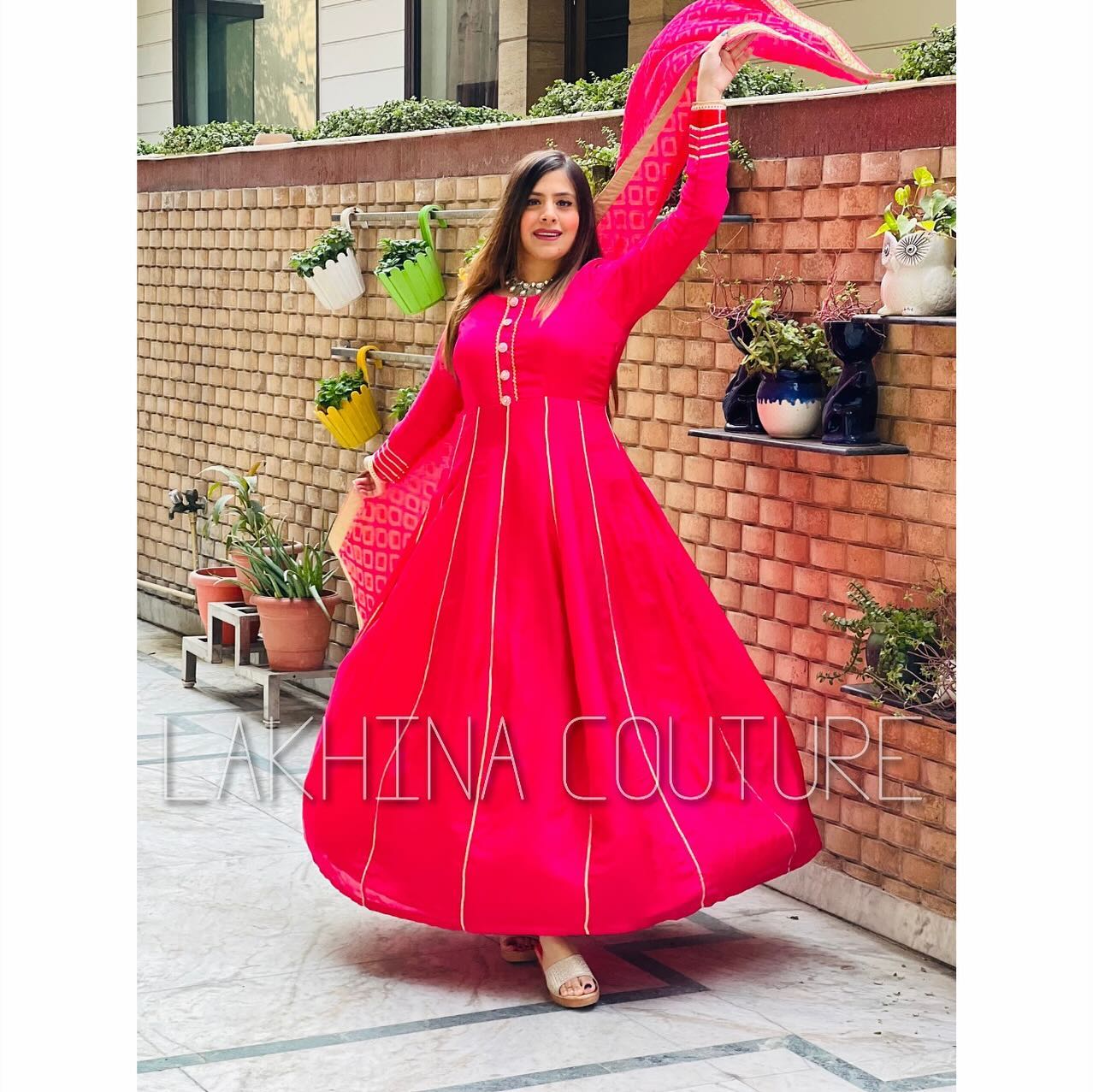 Silk Pink Anarkali