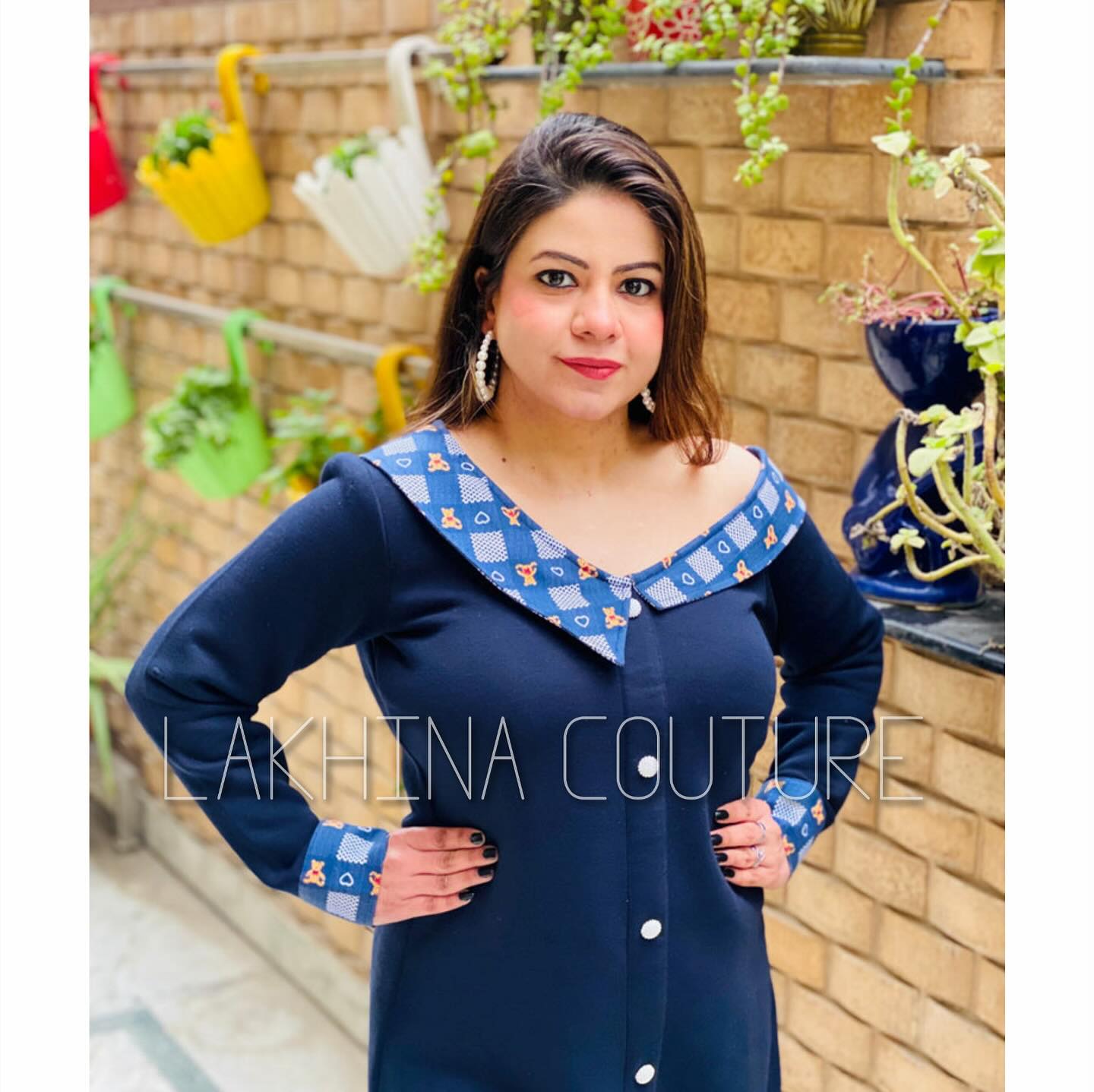 Navy Blue Woollen Dress