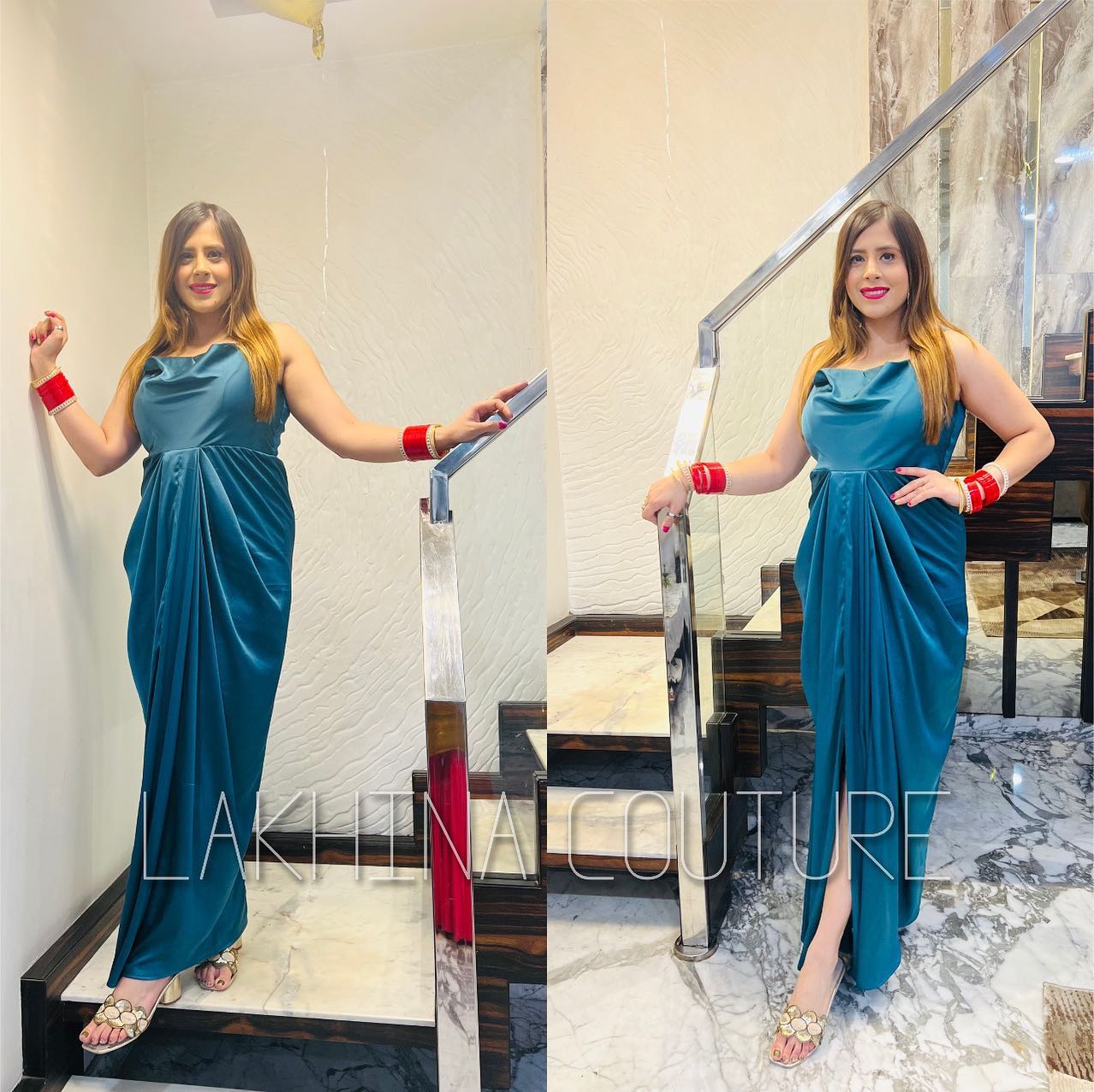 Teal Green Drape Maxi